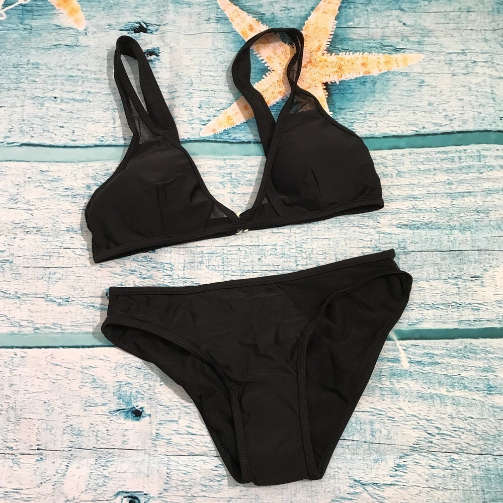 Black Mesh Bikini Swimsuit